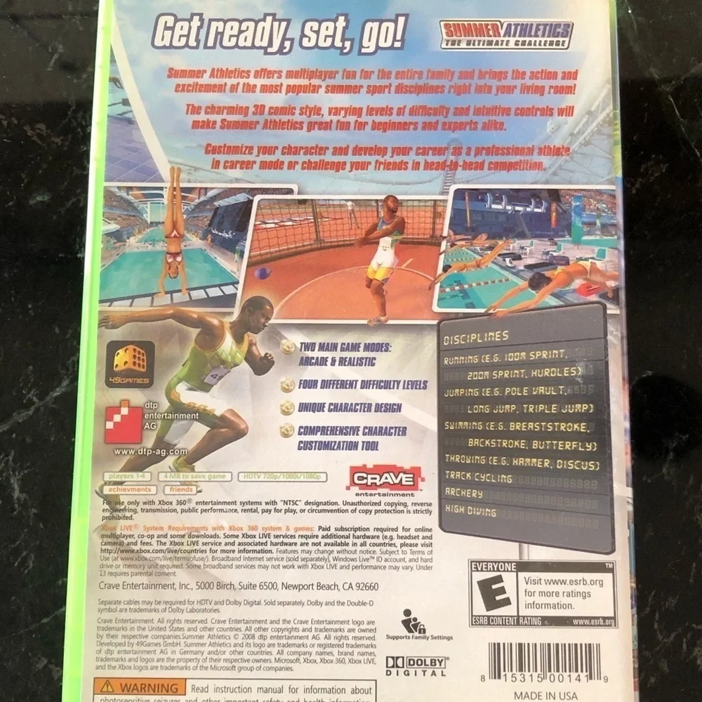 XBOX 360 Summer Athletics The Ultimate Challenge Game